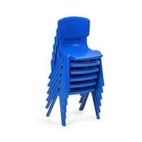 dreamade lot de 6 chaises enfants en pp avec dossier ergonomique, 6 pièces chaises empilables garçons et filles 3-8 ans pour manger,Étudier,jouer,charge 80 kg (bleu, lot de 6)