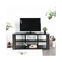 furniturer rangement pliable à 3 tier, meuble tv ouvert en fer de 132 cm, peu encombrant, portable, pratique pour les déménagements, noir, 13245,755,5cm