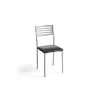 fanmuebles chaise de cuisine kati, structure aluminium 38 x 86 x 47 cm - similicuir noir