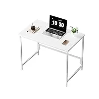 hlfurnieu bureau d'ordinateur, 80 x 50 cm petits bureau avec cadre en métal, bureau informatique multifonctionnel de style industriel, table bureau pour les postes de travail à domicile, blanc