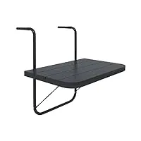 outsunny table de balcon suspendue pliable plateau rectangulaire et hauteur réglable cadre en en aluminium dim. 60l x 40l x 55-64h cm noir