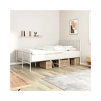 haphuk cadre de lit en acier - lit simple 120 x 200 cm - blanc - Étrier - lit moderne - sommier en métal - meubles de chambre - lit confortable - base de lit pour enfant - design classique