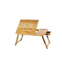 table portable pour ordinateur,table de lit pliable en bambou,plateau réglable pour ordinateur portable,avec pieds réglables et plateau inclinable,support d'ordinateur,canapé lit (66 * 35 * 30cm-2)