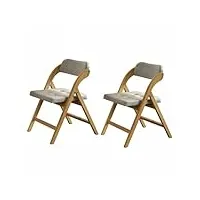 jhkzudg ensemble de 2 chaises de salle À manger en bois,chaises pliantes avec sièges rembourrés,avec dossier de coussin doux en Éponge de lin,pour les invités cuisine bureau,wood