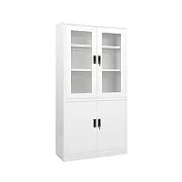 toshilian armoire de bureau métallique, caisson de bureau armoire de classement meuble de rangement armoire de bureau blanc 90x40x180 cm acier