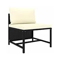 gecheer canapé de jardin modulable avec coussin, canapé simple, chaise de jardin, balcon, terrasse, en polyrotin, noir