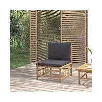 pbnzn canapé central de jardin avec coussins gris foncé bambou canapés extérieurs canapé jardin canapé balcon mobilier terrasse mobilier extérieur