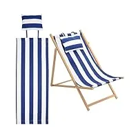 gorgecraft toile de rechange pour chaise de plage à rayures bleues et blanches - tissu de rechange pour chaise longue, chaise de terrasse, bain de soleil, jardin, cour, plage (44.5x16.5,(5) cm)
