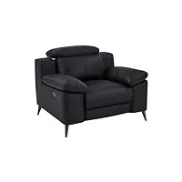 vente-unique - fauteuil relax électrique en cuir noir maroti - appuie-tête