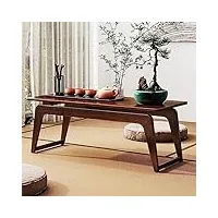 junzai table de sol multifonction en tatami japonais, table basse en bambou, table basse de méditation pour fenêtre flottante, salon de thé, balcon, salon, extérieur, noyer, 80 cm