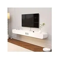 meuble tv mural meuble tv flottant blanc avec armoires de rangement multimédia et tiroirs, meuble tv mural, centre de divertissement for salon, chambre à coucher supports de télévision ( size : 180*17