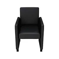 gecheer lot de 6 chaises de salle à manger, en cuir synthétique, avec accoudoirs, 58,5 x 65 x 88 cm (l x p x h), avec accoudoirs, poids maximum de l'utilisateur : 110 kg, polyuréthane : 100 % noir