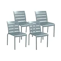 outsunny lot de 4 chaises de jardin chaises de bistro empilables avec assise et dossier à lattes dim. 42l x 54l x 78h cm gris
