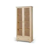 meble doktór bibliothèque classic 180 x 83 x 36 cm - armoire de bureau - 4 étagères - vitrine avec portes en verre - pin - armoire pour salon - pin naturel laqué