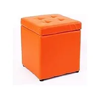 repose-pieds ottoman cube en simili cuir, pouf de rangement, coffre à jouets avec charnière, boîte de rangement pour la maison (orange 30 x 30 x 35 cm)