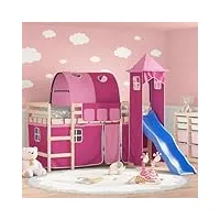 techpo beds & bed frames lit mezzanine pour enfant avec tour rose 90 x 190 cm