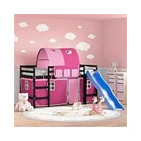 beds & bed frames lit mezzanine pour enfant avec tunnel rose 90 x 190 cm bois massif meuble en pin