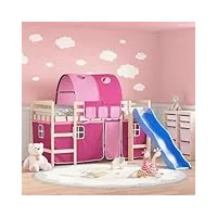 beds & bed frames lit mezzanine pour enfant avec tunnel rose 90 x 190 cm bois massif meuble en pin