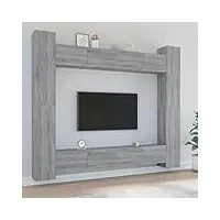 ciadaz ensemble de meubles tv 8 pcs sonoma gris bois d'ingénierie,meuble tv,table basse salon meuble tv,table basse led couleurs