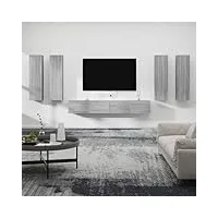 ciadaz ensemble de meubles tv 6 pcs sonoma gris bois d'ingénierie,meuble tv,table basse salon meuble tv,table basse led couleurs