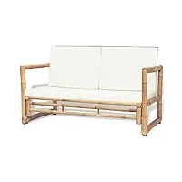 gecheer canapé de jardin à 2 places avec coussins bambou, ensemble de mobilier de jardin, canapé de jardin confort d'assise salon de jardin exterieur pour balcon terrasse patio
