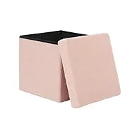 esituro tabouret pouf pliable, pouf coffre de rangement, tabouret cube pliant avec couvercle amovible, boîte à jouets, repose-pieds pliable en tissu polaire, rose, 38x38x37cm