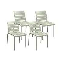 outsunny lot de 4 chaises de jardin chaises de bistro empilables avec assise et dossier à lattes dim. 42l x 54l x 78h cm vert
