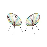 vente-unique - lot de 2 fauteuils de jardin en fils de résine tressés - multicolore - alios iii de mylia