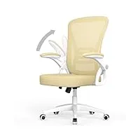 naspaluro chaise bureau avec accoudoir réglable, fauteuil ergonomique en maille respirante avec soutien lombaire, dossier inclinable et hauteur réglable, roulette pivotant à 360°, jaune