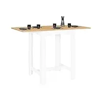 idmarket - table haute de bar extensible dona 2 à 4 personnes blanche plateau façon hêtre 65-130 cm
