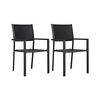 dcraf lot de 2 chaises de jardin en plastique noir aspect rotin