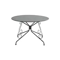 vente-unique - table de jardin d.120 cm en métal façon fer forgé - anthracite - guermantes de mylia