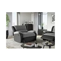 loungitude - detente - fauteuil de relaxation assise xxl - manuel - inclinaison réglable - en simili/microfibre - gris/noir