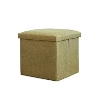 pouf de rangement cube pliable/repose-pieds/table basse, rembourrage en éponge hautement élastique, tabouret de pied en tissu de lin, pouf (gris, vert)