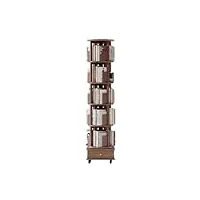 aokley bookcase bibliothèque rotative en bois de caoutchouc massif, affichage à 360 °, bibliothèque mobile avec tiroir et roues, tour d'étagère à livres rotative pour le bureau et la maison décor