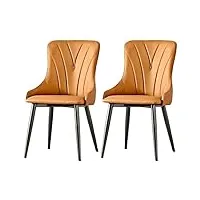 cemeli lot de 2 chaises de salle à manger en cuir microfibre pour cuisine, salon, comptoir, chaise de bureau, chaise d'appoint de salon (couleur : orange)