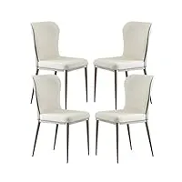 cemeli lot de 4 chaises de salle à manger en cuir microfibre pour table de cuisine, chaises d'appoint ergonomiques, pieds en métal robustes en acier au carbone (couleur : blanc déesse)