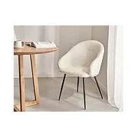 best mobilier - gaia - lot de deux chaises - en tissu bouclette - blanc