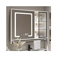 daaper armoire à pharmacie rectangulaire avec éclairage led et miroir de salle de bain avec lumières et désembuage (blanc, 120 cm)