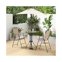 giantex ensemble de meubles de jardin avec parasol, table de bistrot avec 2 chaises pliantes, 4 pièces - table de bistrot ronde - chaises et table pour balcon