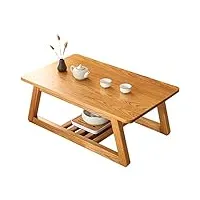 table basse, table basse en tatami en bois, petite table à thé pour balcon japonais, table simple avec baie vitrée, table basse pour la maison, table d'apprentissage chinois (couleur : beige, taille :