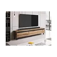 best mobilier - lord - meuble tv - bois et noir - 185 cm - style industriel - bois
