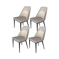 dpcdan chaise de salle à manger en cuir microfibre artificielle, ensemble de 4 chaises de cuisine, chaise de maquillage avec pieds en métal, chaises latérales dossier incurvé