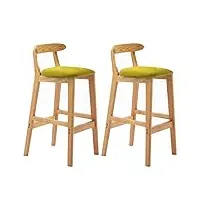 bazjhh tabourets de bar tabourets de bar rembourrés en lin et coton avec dossier et repose-pieds, chaises de bar sans accoudoirs avec pieds en bois massif pour salle à manger de cuisine (#4 72 cm)
