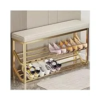 gjvbga banc à chaussures à 2 niveaux avec siège, banc d'entrée industriel, étagères de rangement en métal, banc d'entrée, support à chaussures pour entrée (taille : 100 x 20 x 48 cm, couleur : doré +