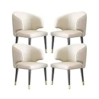 wzzqzr lot de 4 chaises de cuisine et de salle à manger en cuir microfibre doux rembourré siège comptoir salon chaise de réception (couleur : beige)