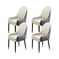wzzqzr lot de 4 chaises de salle à manger modernes rembourrées en cuir microfibre avec pieds en métal et dossier ergonomique pour salon, salle à manger, chambre à coucher (couleur : a)