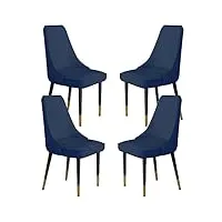 wzzqzr lot de 4 chaises de cuisine et de salle à manger en cuir microfibre pour coiffeuse, chaise de maquillage, pieds robustes en acier au carbone (couleur : bleu saphir)