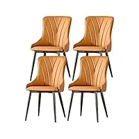 wzzqzr lot de 4 chaises de salle à manger en cuir microfibre pour cuisine, salon, comptoir, chaise de bureau, chaise d'appoint de salon (couleur : orange)