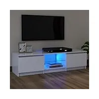 cosisti meuble tv led blanc banc tv meuble tv avec rangement meuble tv bois meuble tv chambre table tv meuble de tele Éclairage led rgb avec couleur réglable -blanc-120 x 30 x 35.5 cm